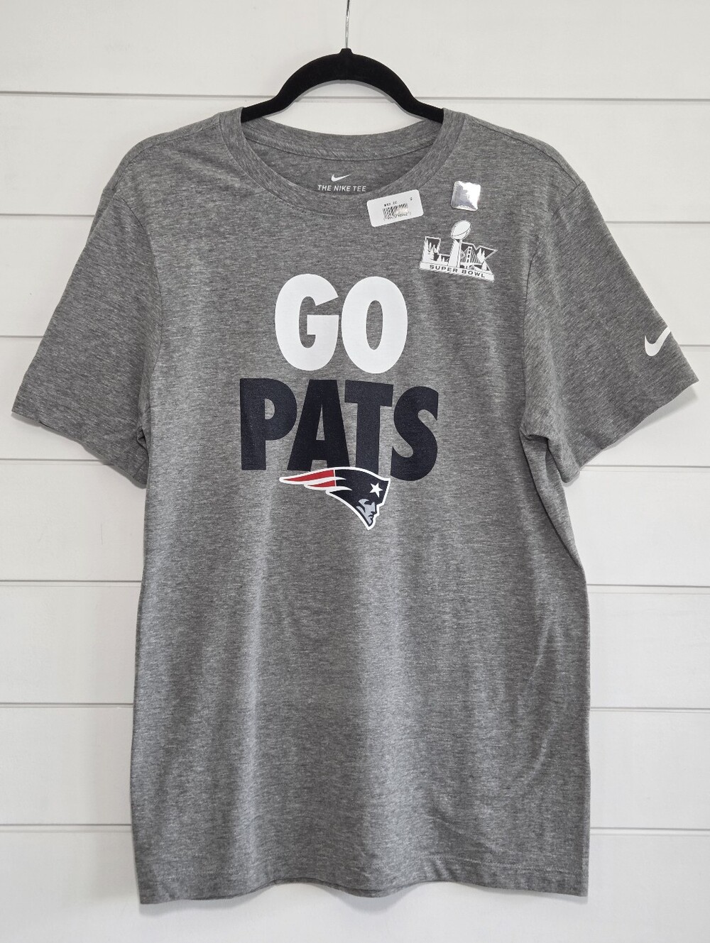 Nike Gray "Go Pats" New England Patriots T-Shirt‎ size S  NEW